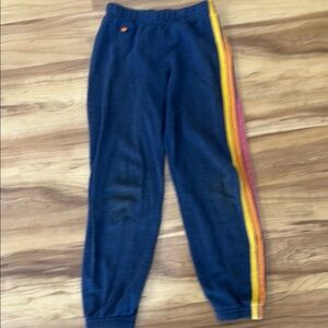 Blue Joggers with Rainbow Stripe